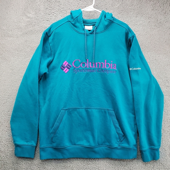 Columbia Sportswear Hoodie Sweatshirt Mens Large Blue Embroidered Logo - Picture 1 of 8